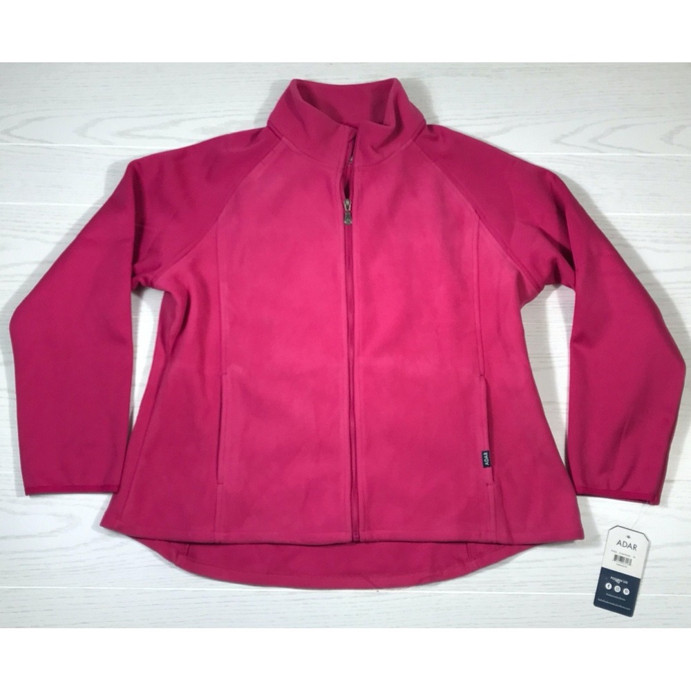 ADAR Pro Bonded Polar Fleece Jacket Women 3XL Pink Scrubs Full Zip Mock Neck New